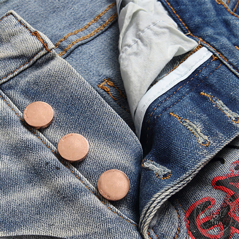 Stylish Flame Cotton Skull Pants