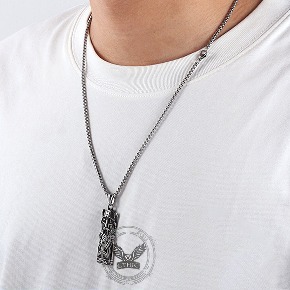 Viking Odin Portrait Warrior Stainless Steel Pendant