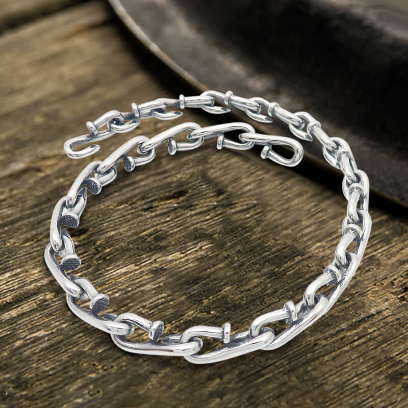 Vintage Bent Nail Stainless Steel Necklace | Gthic.com