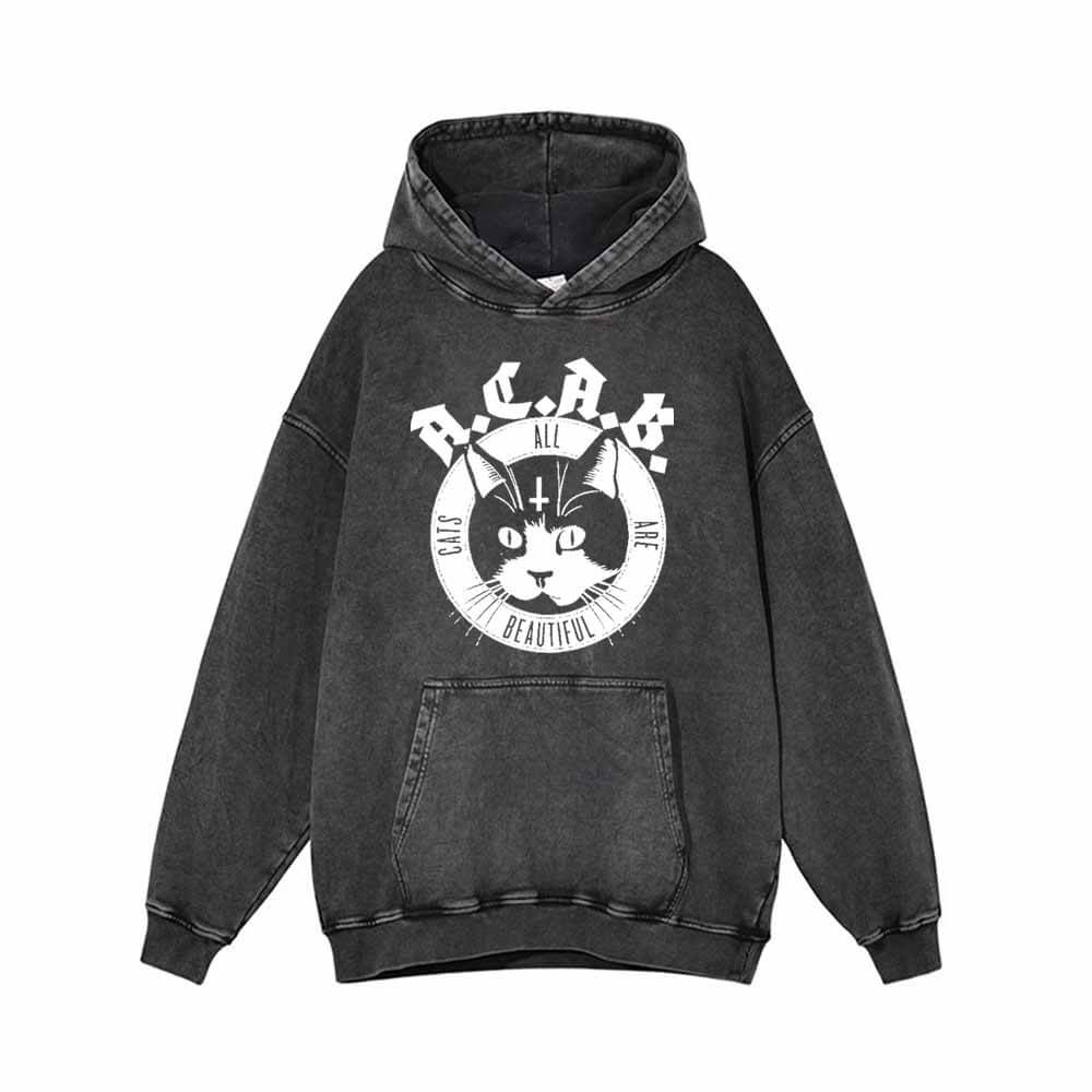 ACAB Devil Cats All Cats Are Beautiful Vintage Washed Hoodie