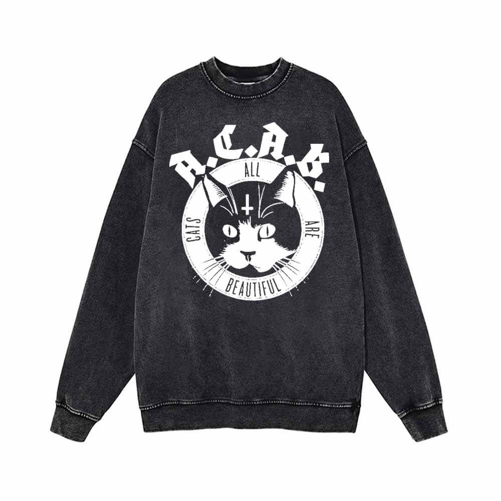 ACAB Devil Cats All Cats Are Beautiful Vintage Washed Sweatshirt