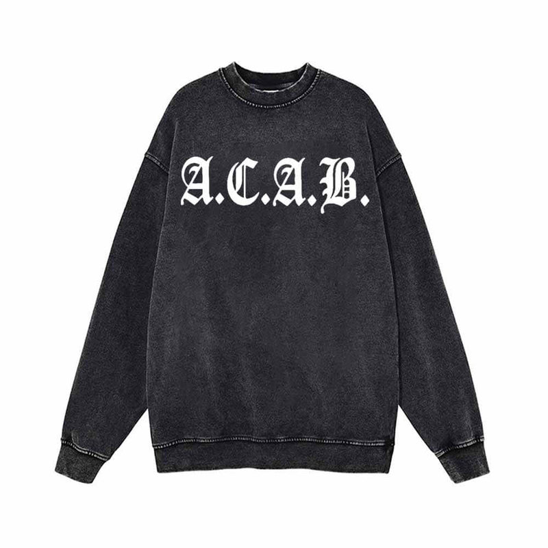 ACAB English Print Vintage Washed Sweatshirt 01 | Gthic.com