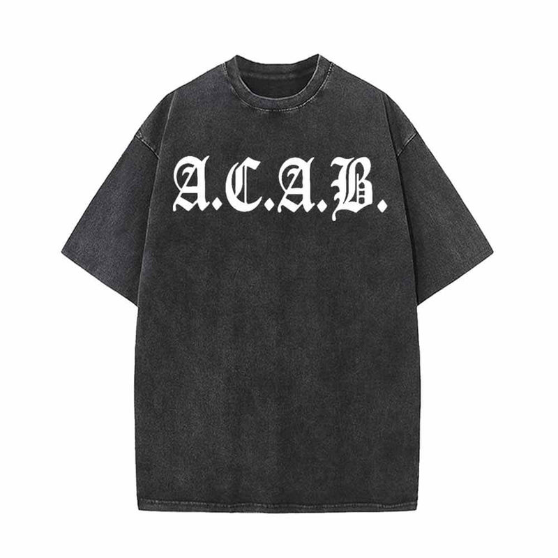 ACAB English Print Vintage Washed T-shirt 01 | Gthic.com