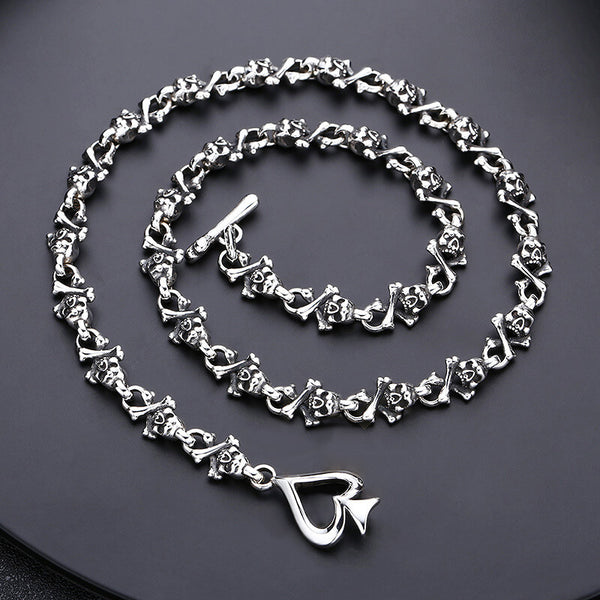 Ace Of Spades Sterling Silver Skull Necklace | Gthic.com