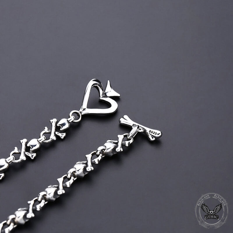 Ace Of Spades Sterling Silver Skull Necklace