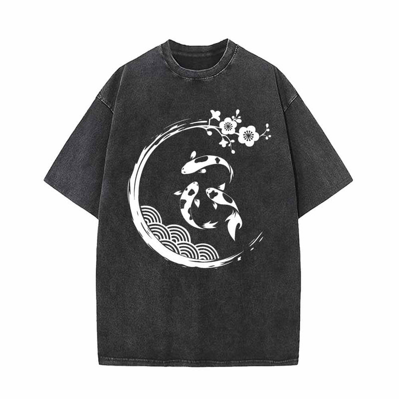 Active Koi Fish Art Print Vintage Washed T-shirt 01 | Gthic.com