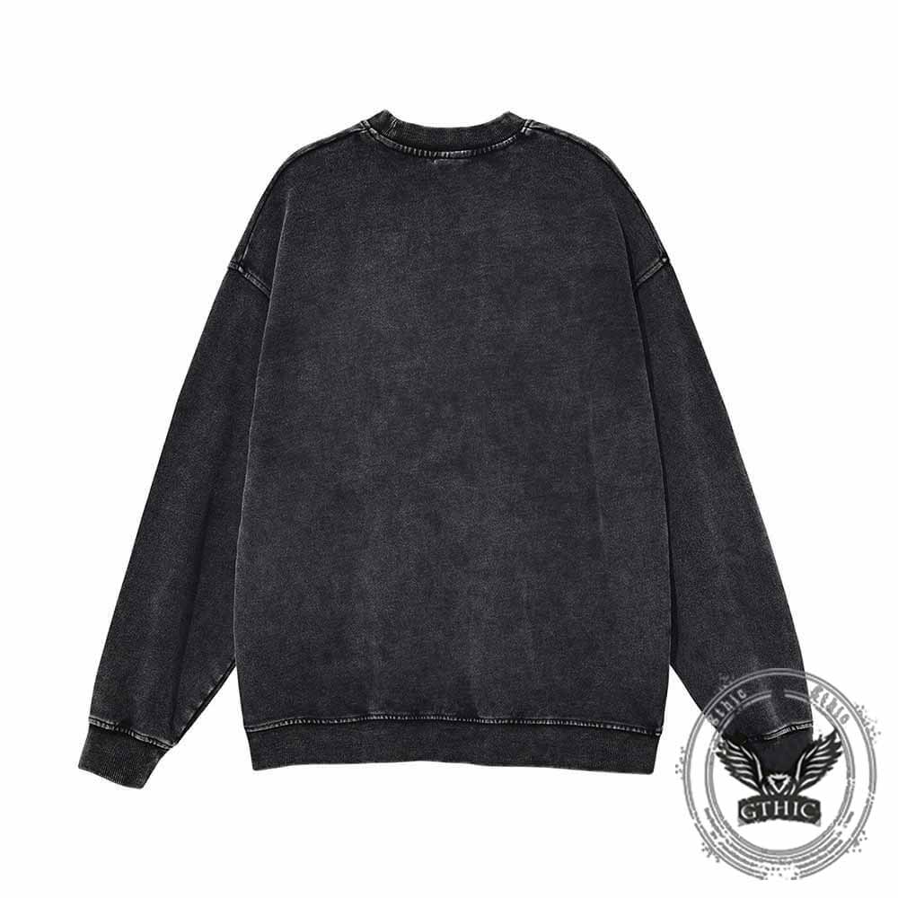 Black Cat Blep Graphic Vintage Washed Sweatshirt