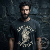 Adorably Deviant Skull Hand Heart Vintage Washed T-shirt | Gthic.com