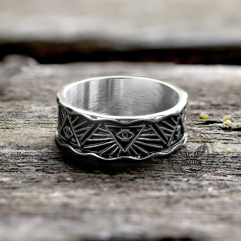 All-Seeing Eye Stainless Steel Band Ring | Gthic.com