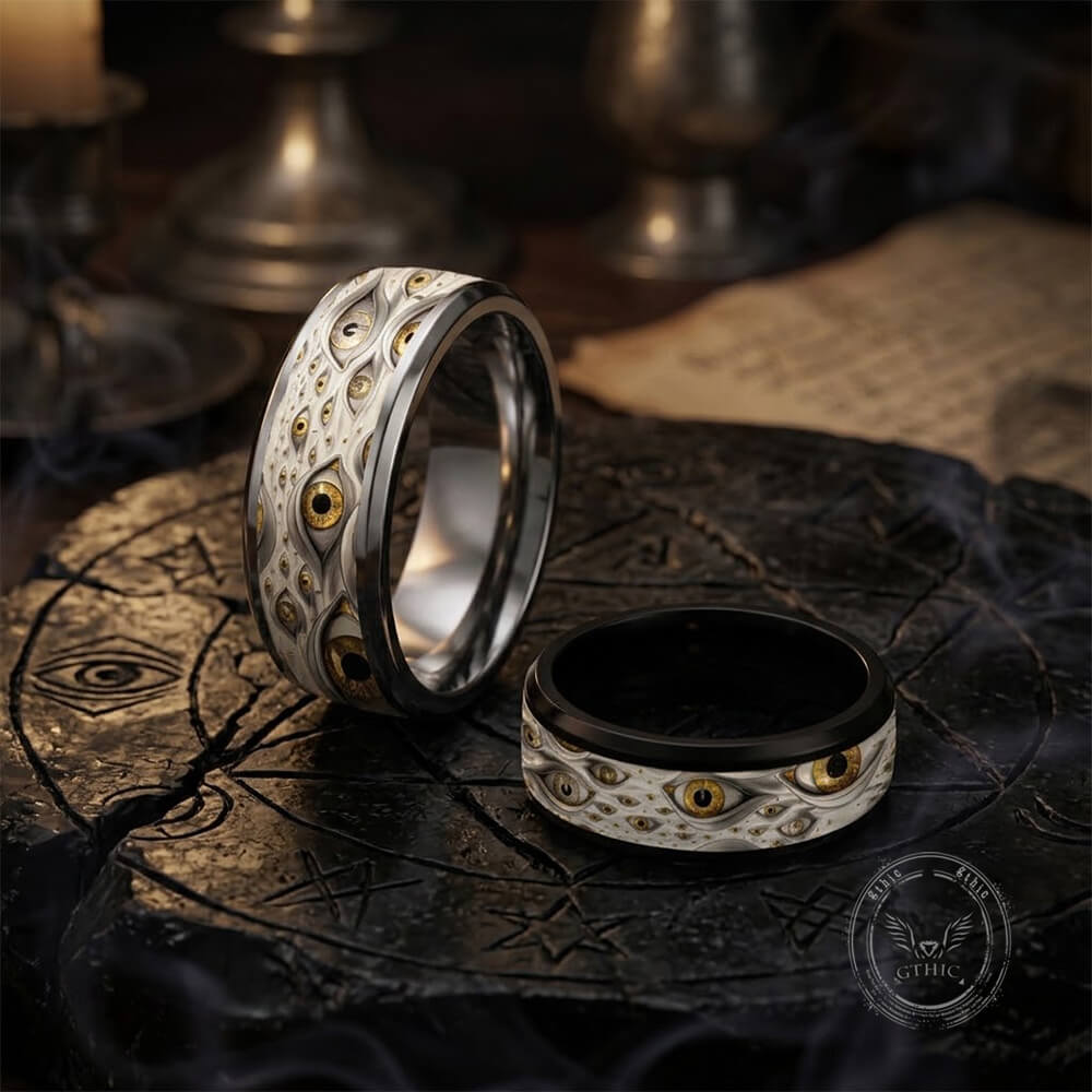 All-Seeing Eye Stainless Steel Mysterious Band Ring | Gthic.com