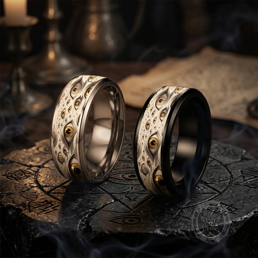 All-Seeing Eye Stainless Steel Mysterious Band Ring | Gthic.com