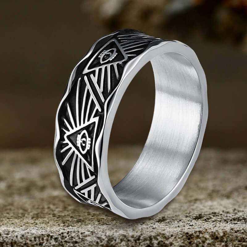 All-Seeing Eye Stainless Steel Band Ring