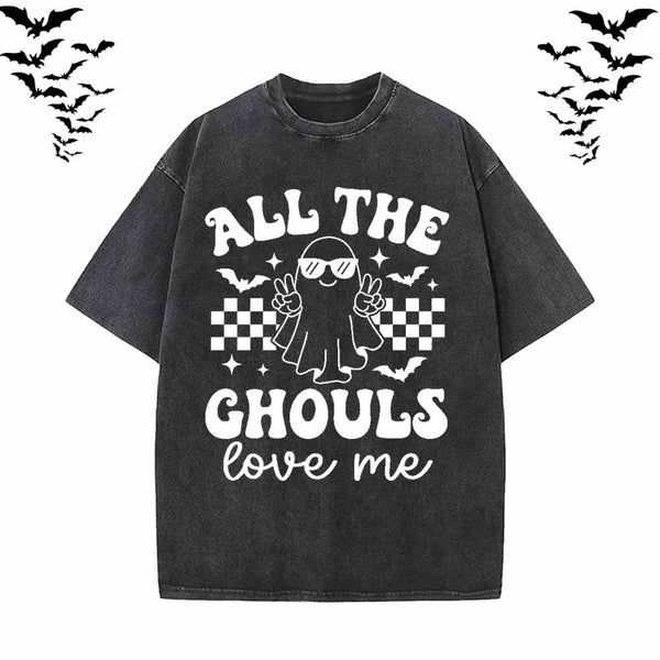 All The Ghouls Love Me Vintage Washed T-shirt Vest Top | Gthic.com