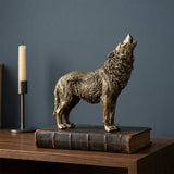 American-Style Distressed Wolf Lion Resin Animal Ornament | Gthic.com