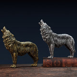 American-Style Distressed Wolf Lion Resin Animal Ornament | Gthic.com