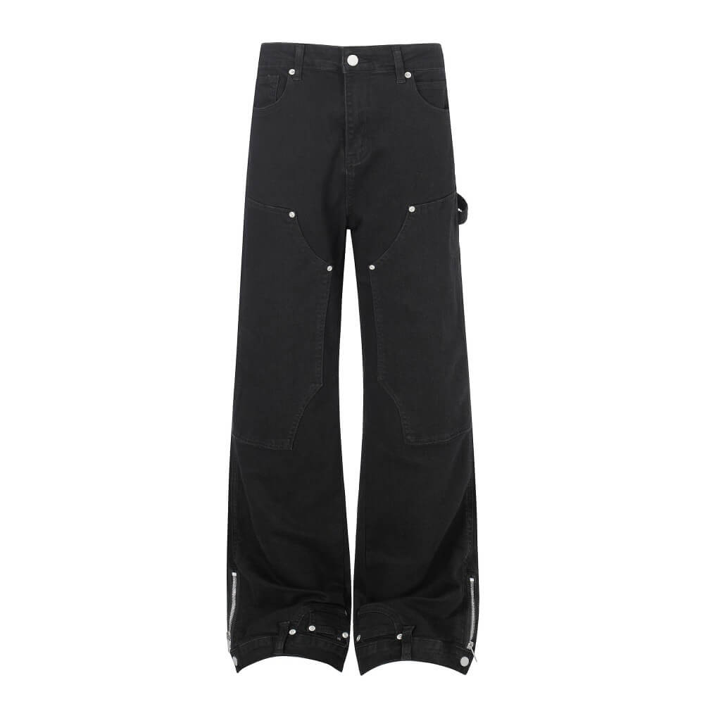 American-Style High-Street Wide-Leg Slight-Flare Cargo Pants | Gthic.com