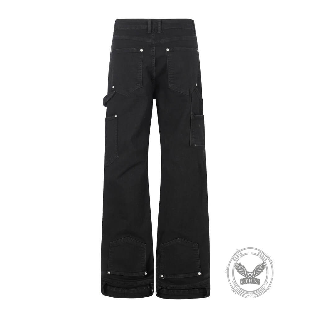 American-Style High-Street Wide-Leg Slight-Flare Cargo Pants