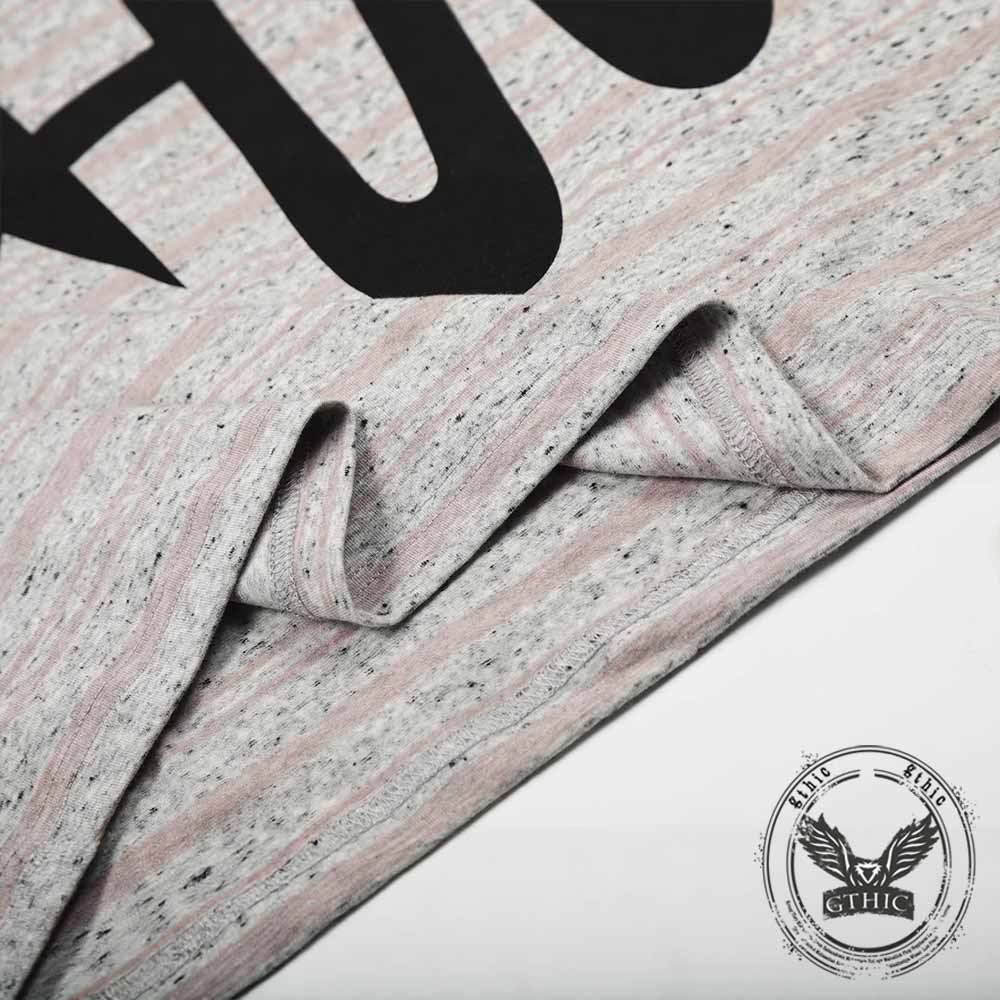 American-Style Letter Print Striped Long Sleeve Top