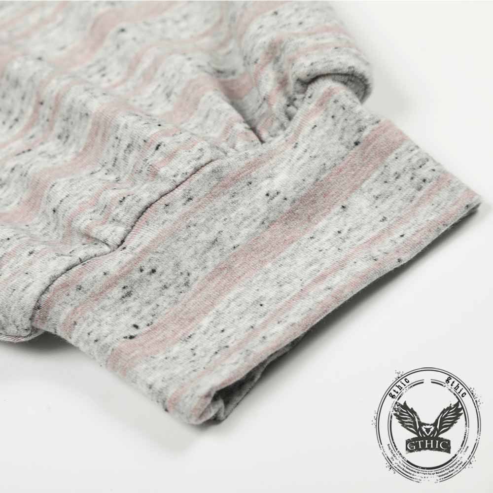 American-Style Letter Print Striped Long Sleeve Top