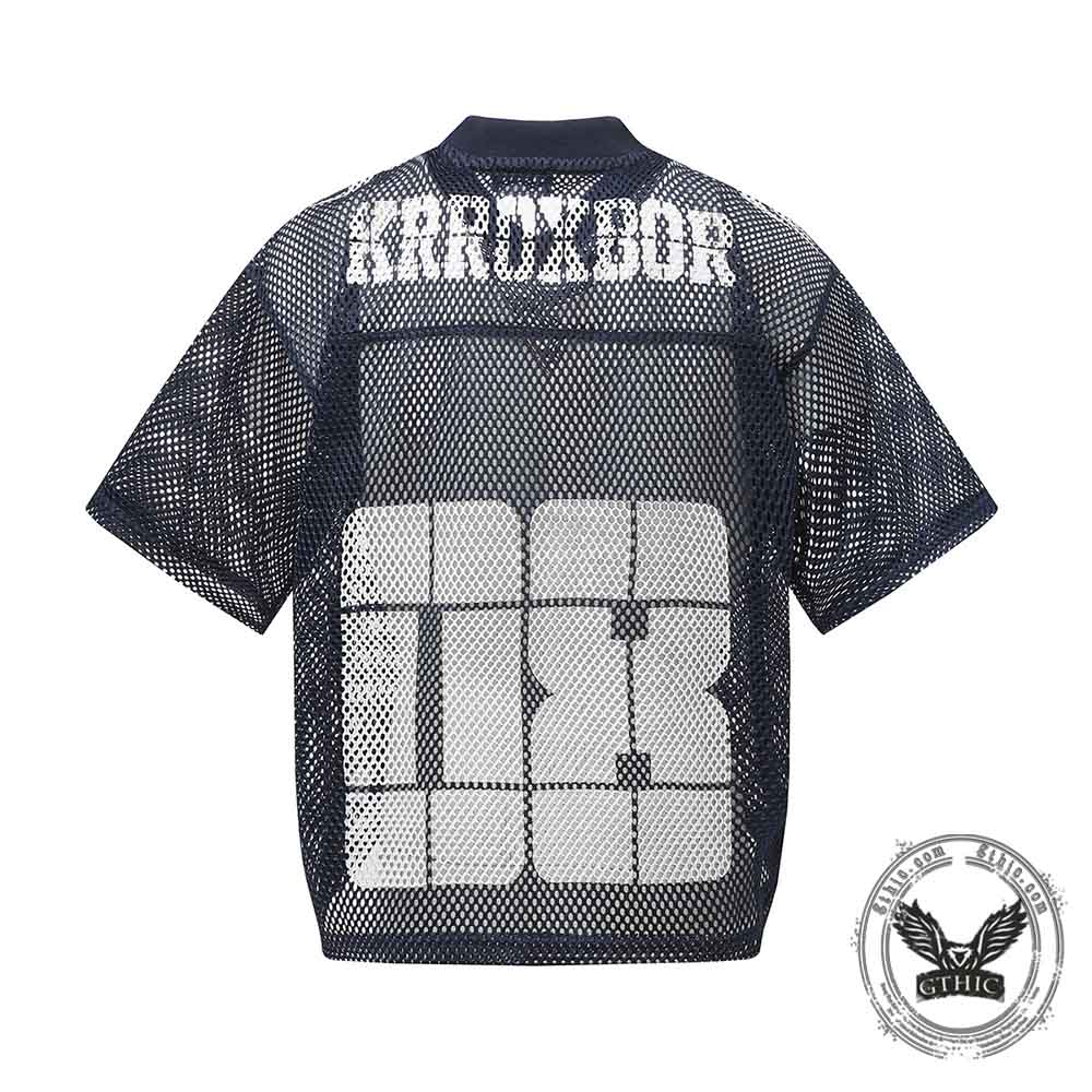 American-Style Loose-Fit Mesh Cutout Sports T-shirt