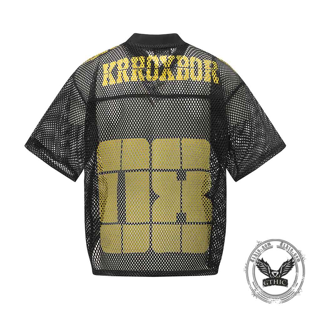 American-Style Loose-Fit Mesh Cutout Sports T-shirt