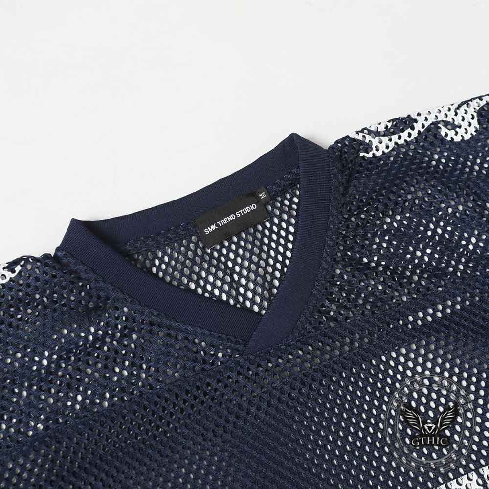 American-Style Loose-Fit Mesh Cutout Sports T-shirt