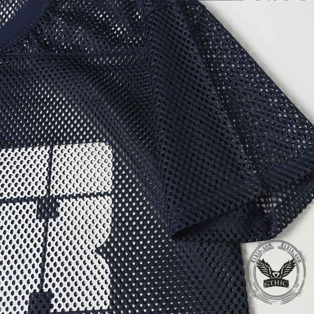 American-Style Loose-Fit Mesh Cutout Sports T-shirt