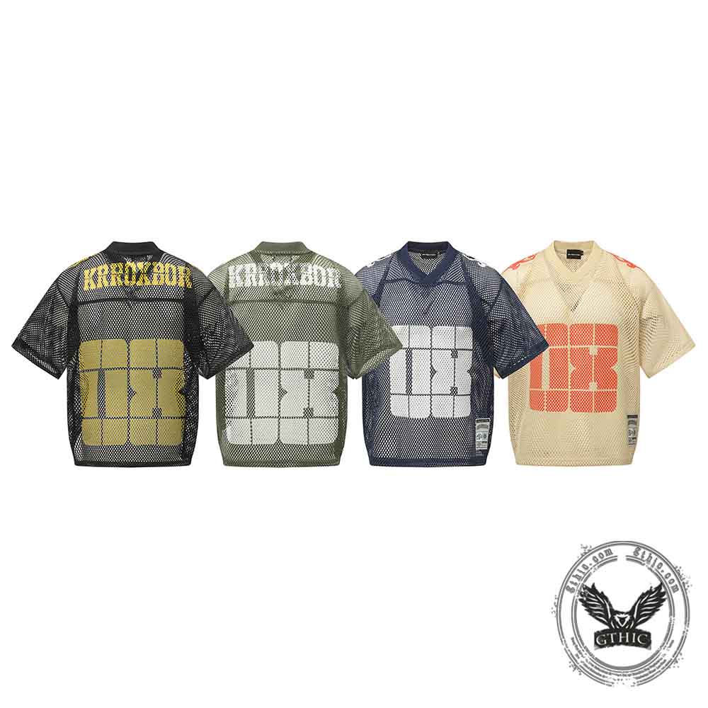 American-Style Loose-Fit Mesh Cutout Sports T-shirt | Gthic.com