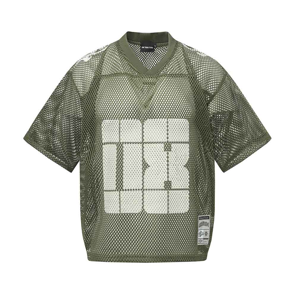 American-Style Loose-Fit Mesh Cutout Sports T-shirt