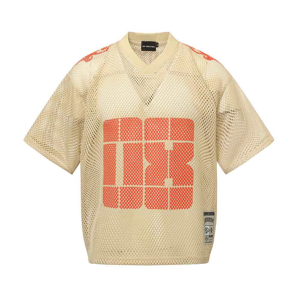 American-Style Loose-Fit Mesh Cutout Sports T-shirt