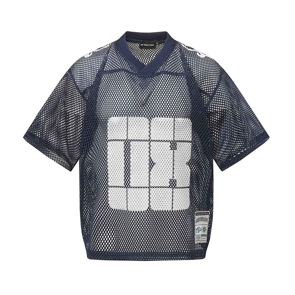 American-Style Loose-Fit Mesh Cutout Sports T-shirt