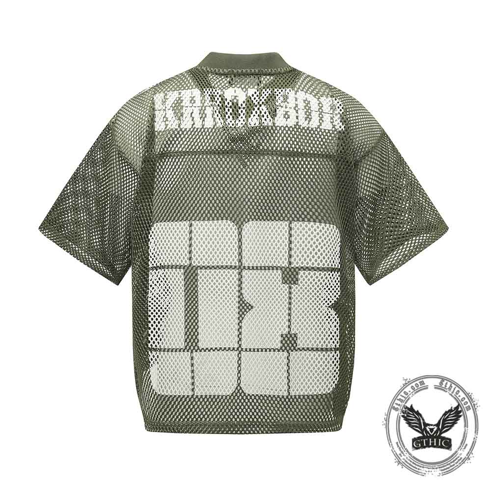 American-Style Loose-Fit Mesh Cutout Sports T-shirt