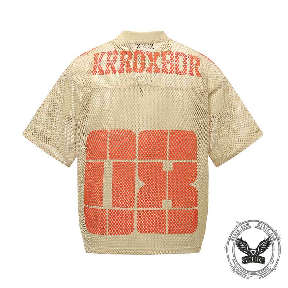 American-Style Loose-Fit Mesh Cutout Sports T-shirt
