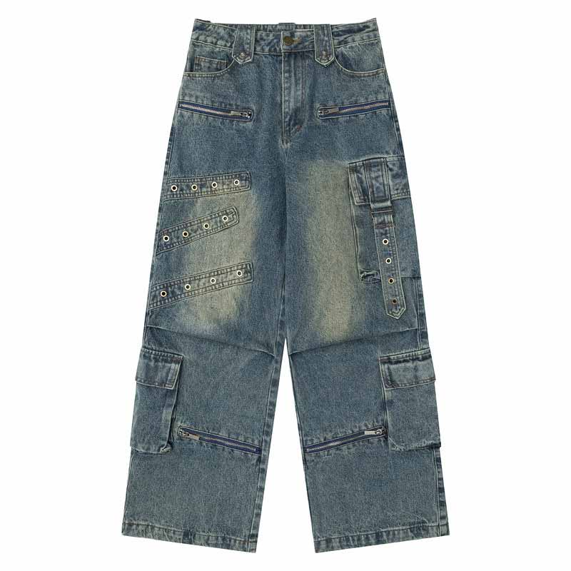 American-Style Multi-Pocket Cargo Baggy Jeans | Gthic.com