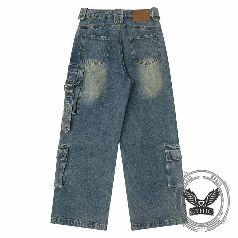 American-Style Multi-Pocket Cargo Baggy Jeans | Gthic.com