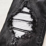 American-Style Patched Slim-Fit Biker Skinny Jeans