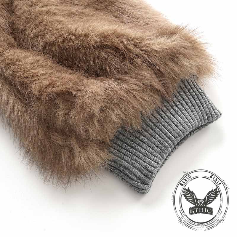 American-Style Plush Patchwork Hooded Jacket