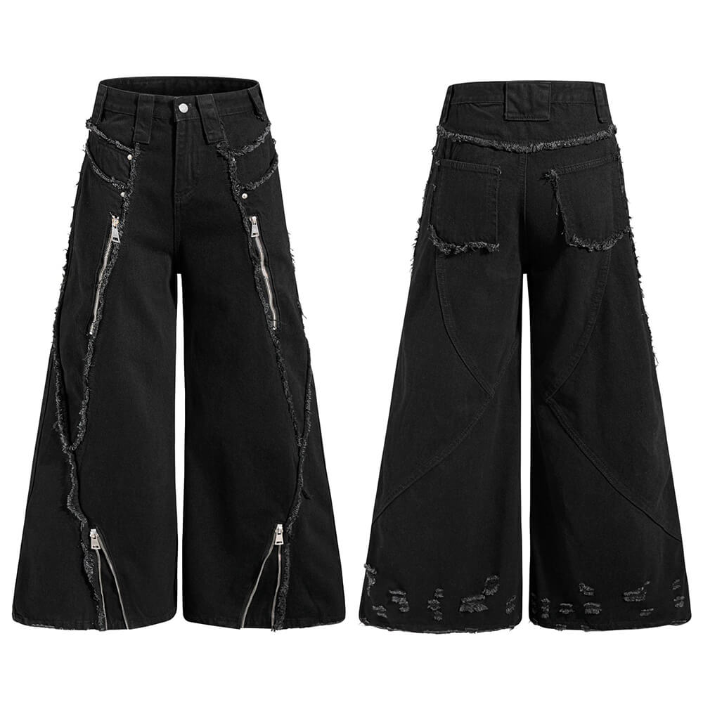 Pantaloni punk da uomo in cotone con stampa teschio patch