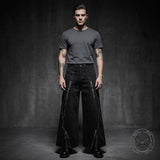 American-Style Raw-Edge Fringe Zipper Wide-Leg Jeans | Gthic.com