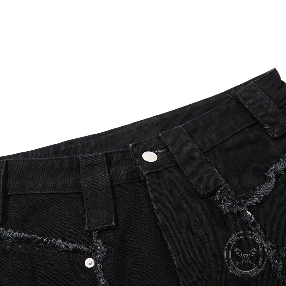 Pantaloni punk da uomo in cotone con stampa teschio patch