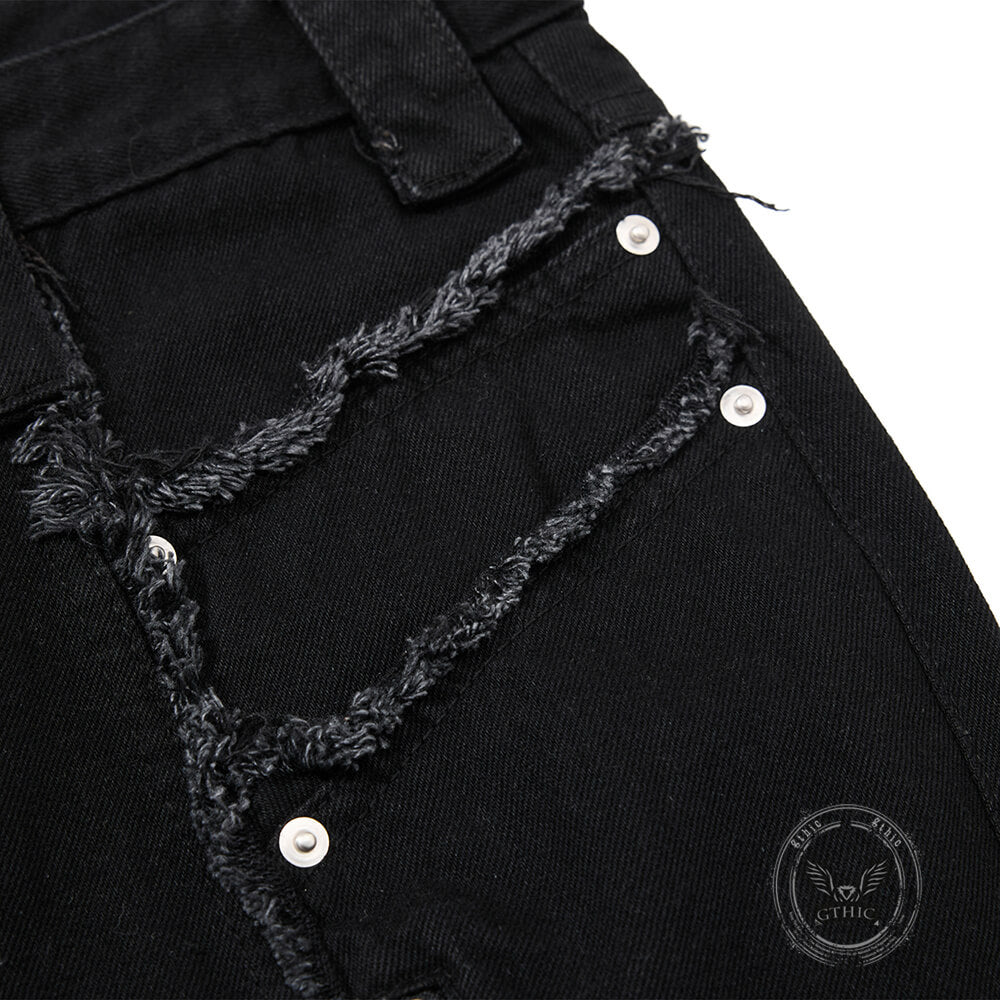 Pantaloni punk da uomo in cotone con stampa teschio patch