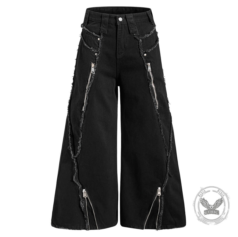Pantaloni punk da uomo in cotone con stampa teschio patch