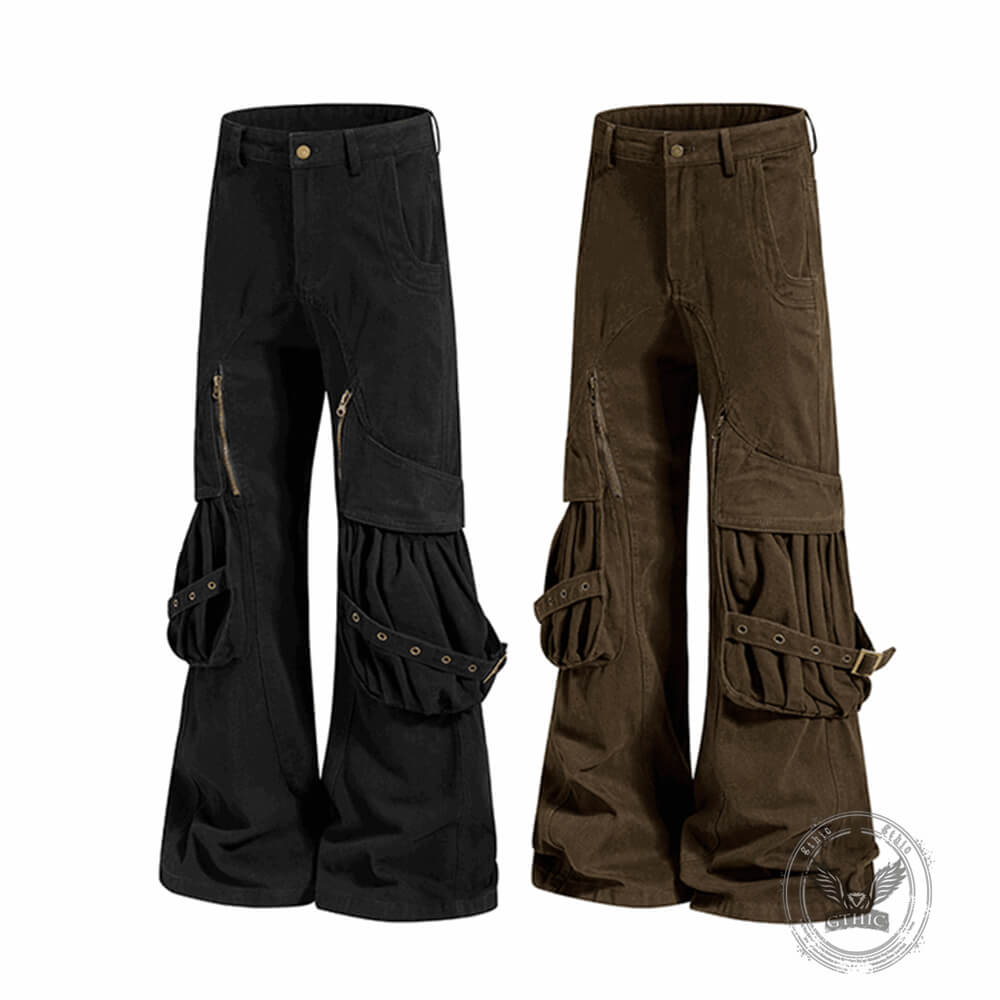 Pantaloni punk da uomo in cotone con stampa teschio patch