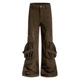 American-Style Slight-Flare Multi-Pocket Pants