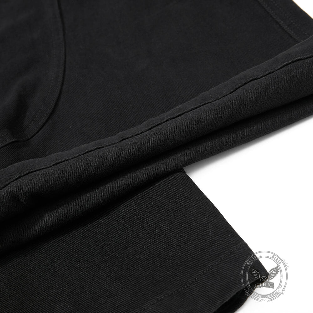 Pantaloni punk da uomo in cotone con stampa teschio patch