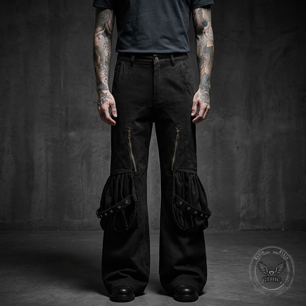 American-Style Slight-Flare Multi-Pocket Pants | Gthic.com