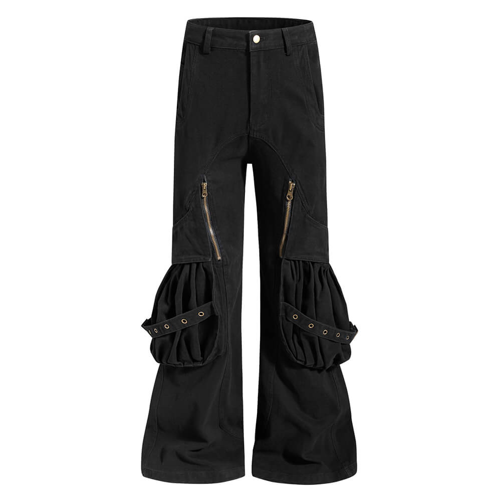 Pantaloni punk da uomo in cotone con stampa teschio patch