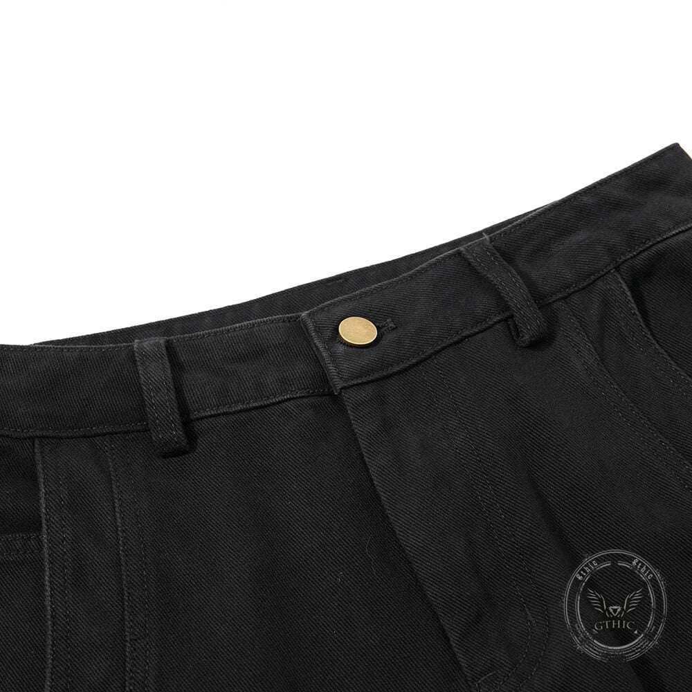 Pantaloni punk da uomo in cotone con stampa teschio patch