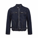 American-Style Stand Collar Biker Denim Jacket | Gthic.com