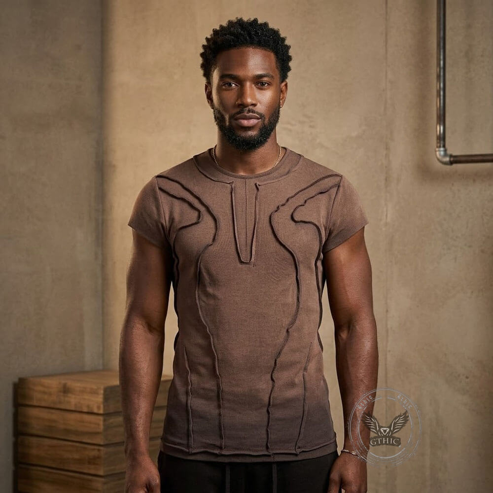 American-Style Street Slim-Fit Washed Distressed T-Shirt | Gthic.com